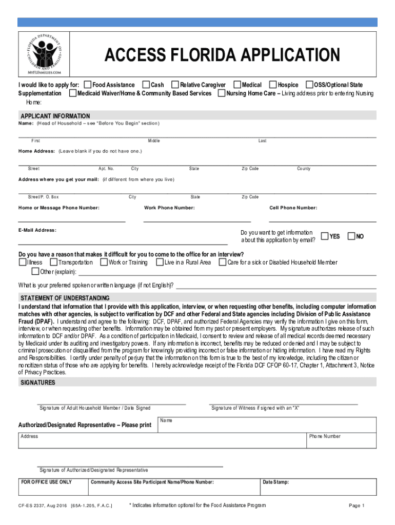 Access Florida Application Florida Department of Elder Affairs 2016-2025